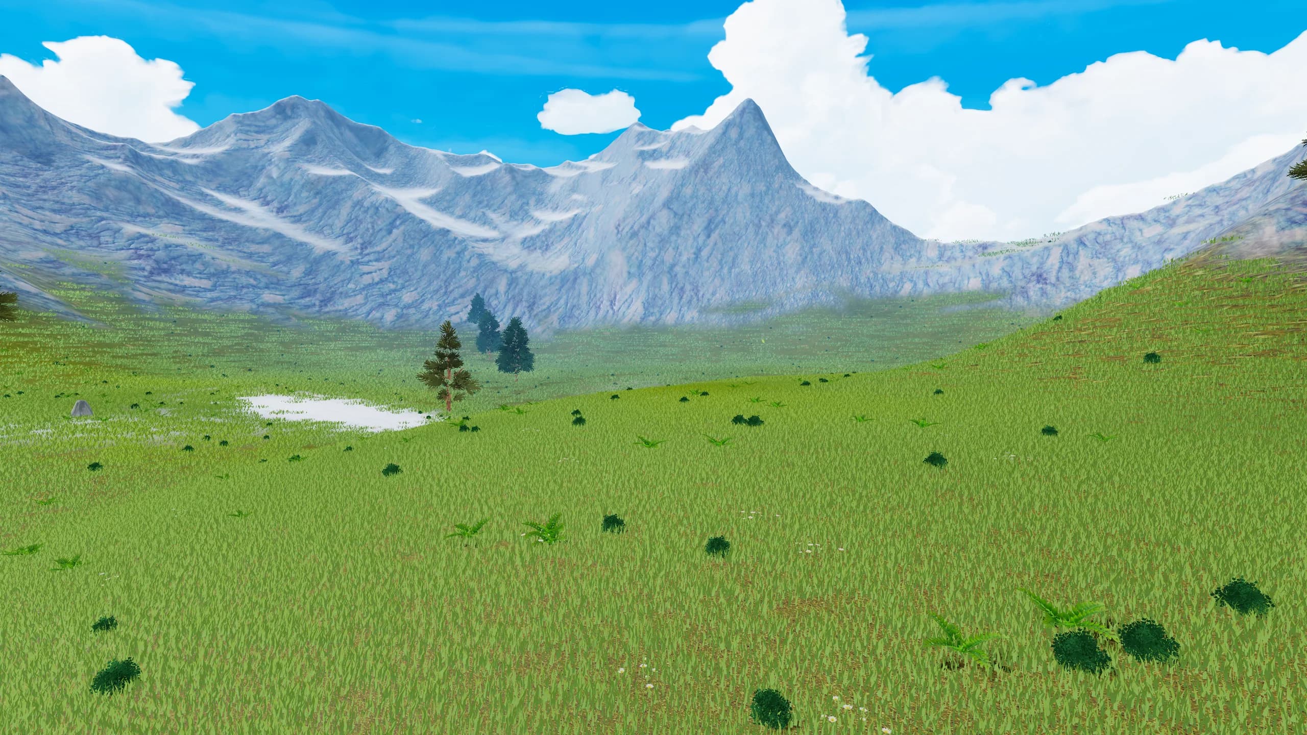 Snow-capped peaks above a valley north of Grey Fells, Midgard